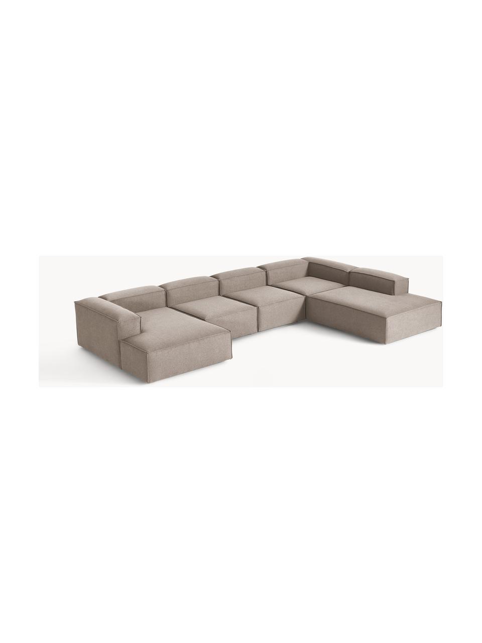 Sofa modułowa Lennon, Tapicerka: 100% poliester Dzięki tka, Stelaż: lite drewno sosnowe, skle, Nogi: tworzywo sztuczne Ten pro, Taupe tkanina, S 418 x G 269 cm,  lewostronna