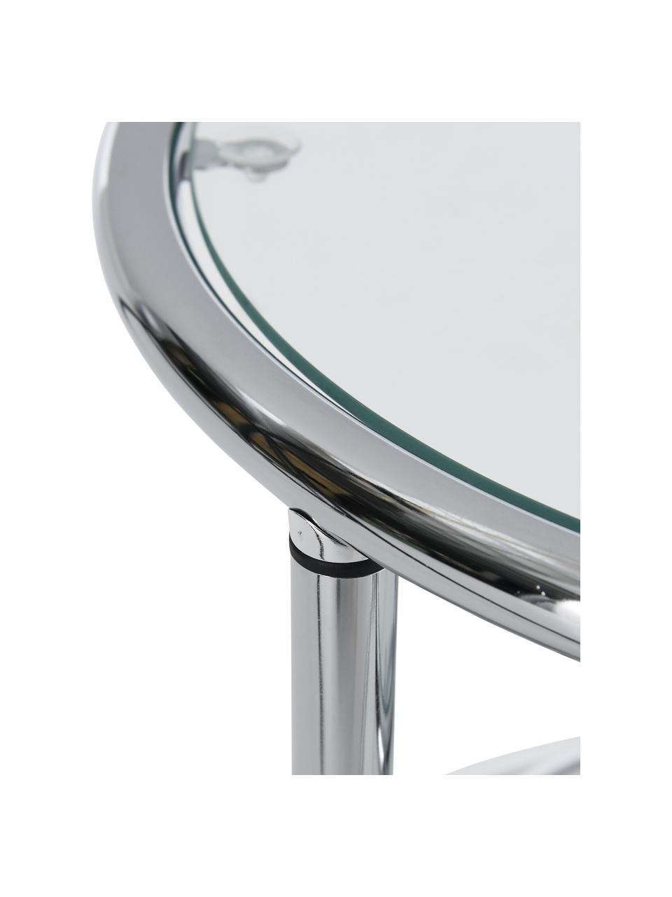 Runder Beistelltisch Dotts mit Glasplatten, Gestell: Metall, verchromt, Einlegeböden: Glas. gehärtet, Transparent, Chromfarben, Ø 40 x H 45 cm