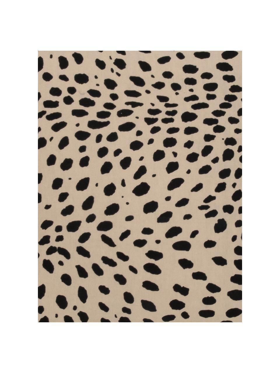 Poťah na vankúš s čiernym lemom Leopard, 100 %  bavlna, Béžová, čierna, Š 45 x D 45 cm