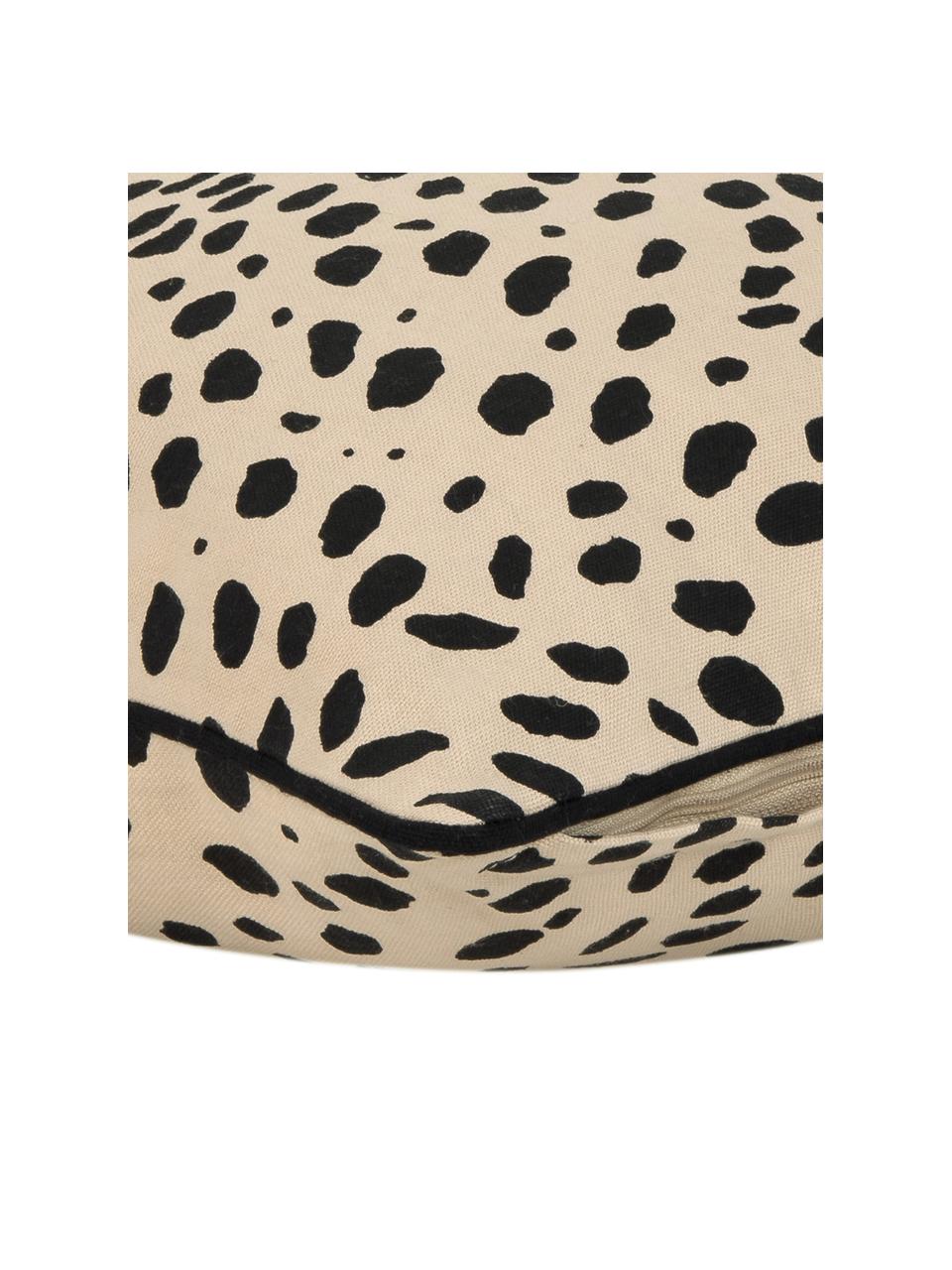 Kissenhülle Leopard mit schwarzem Keder, 100% Baumwolle, Beige, Schwarz, B 45 x L 45 cm