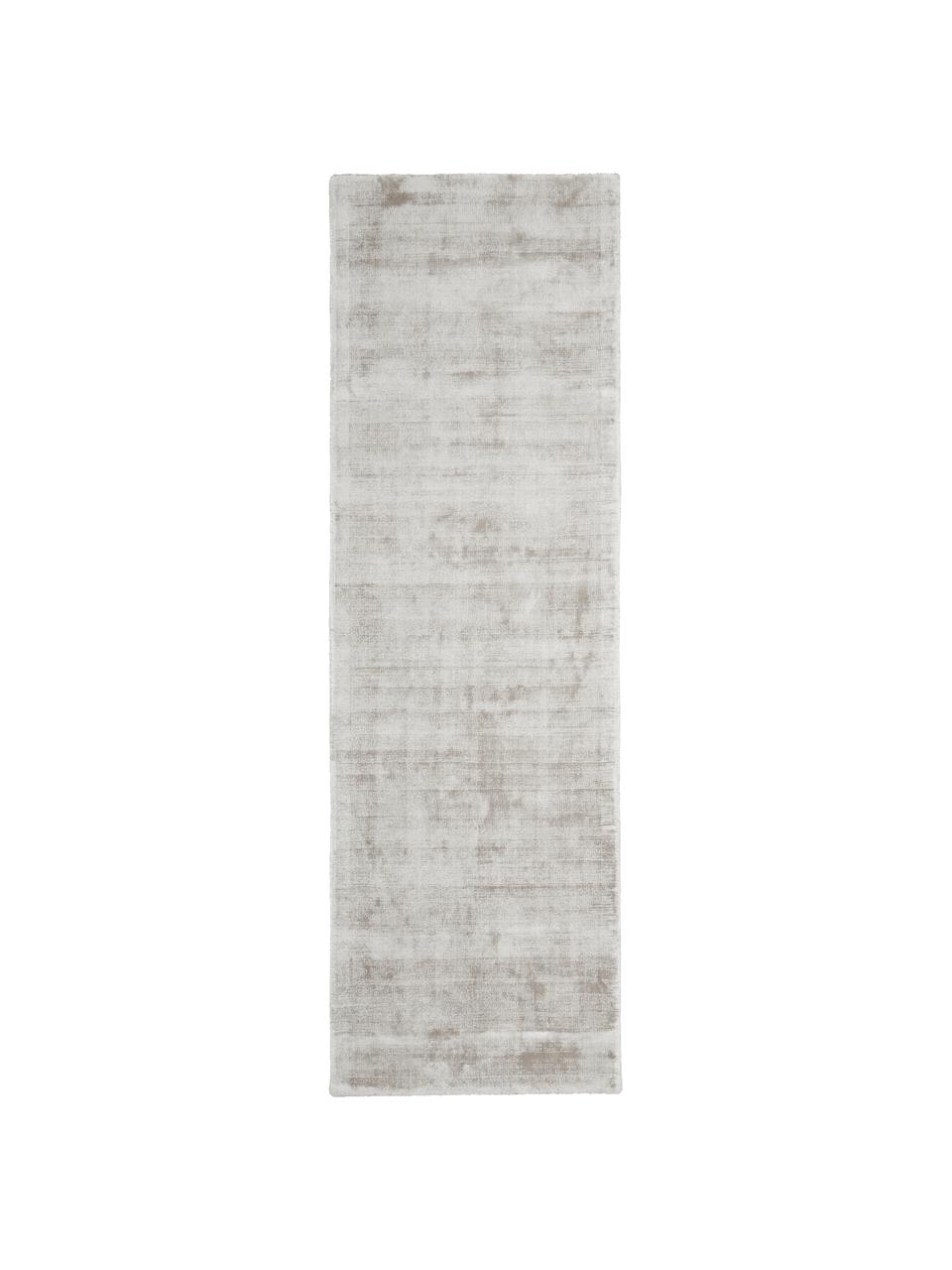 Tapis de couloir en viscose tissé main Jane, Grège, larg. 80 x long. 200 cm