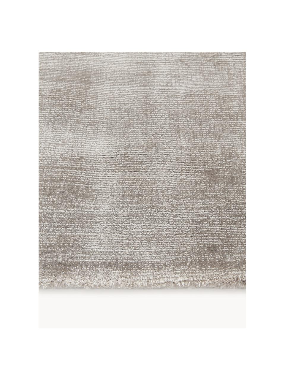 Handgewebter Viskoseläufer Jane, Flor: 100 % Viskose, Hellgrau, B 80 x L 200 cm