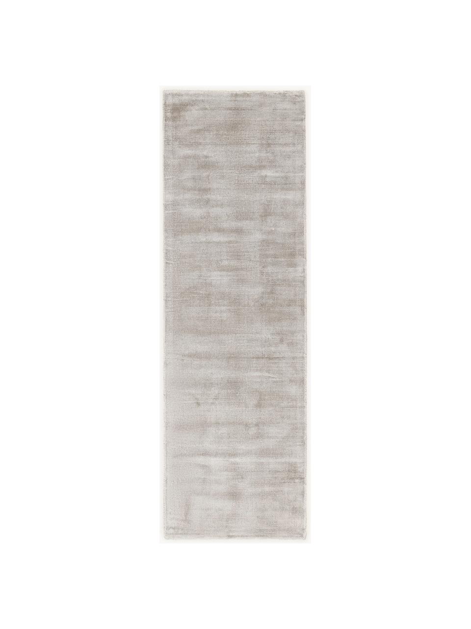 Handgewebter Viskoseläufer Jane, Flor: 100 % Viskose, Hellgrau, B 80 x L 200 cm
