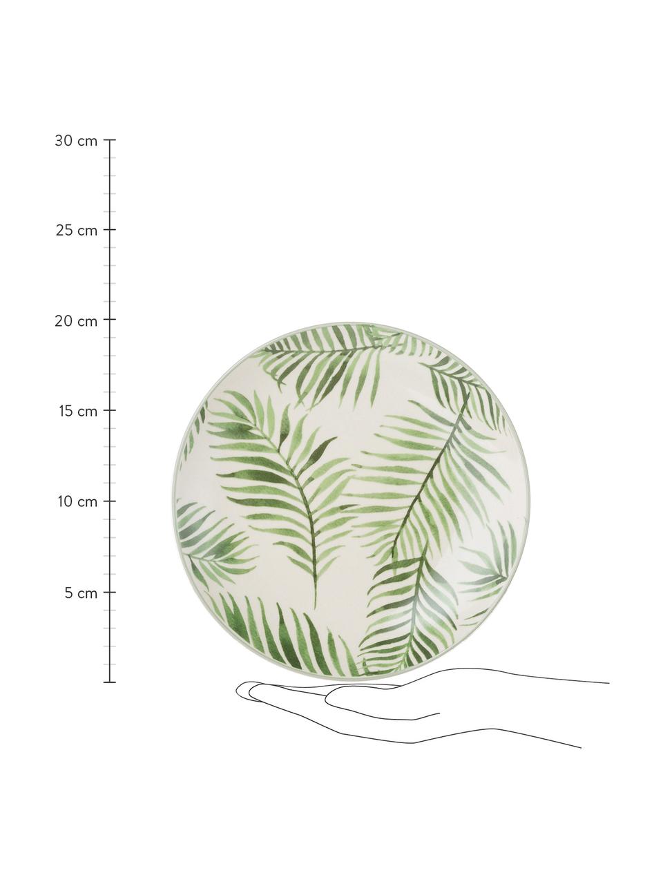 Piattino da dessert con motivo tropicale Jade 4 pz, Gres, Beige, verde, Ø 20 cm