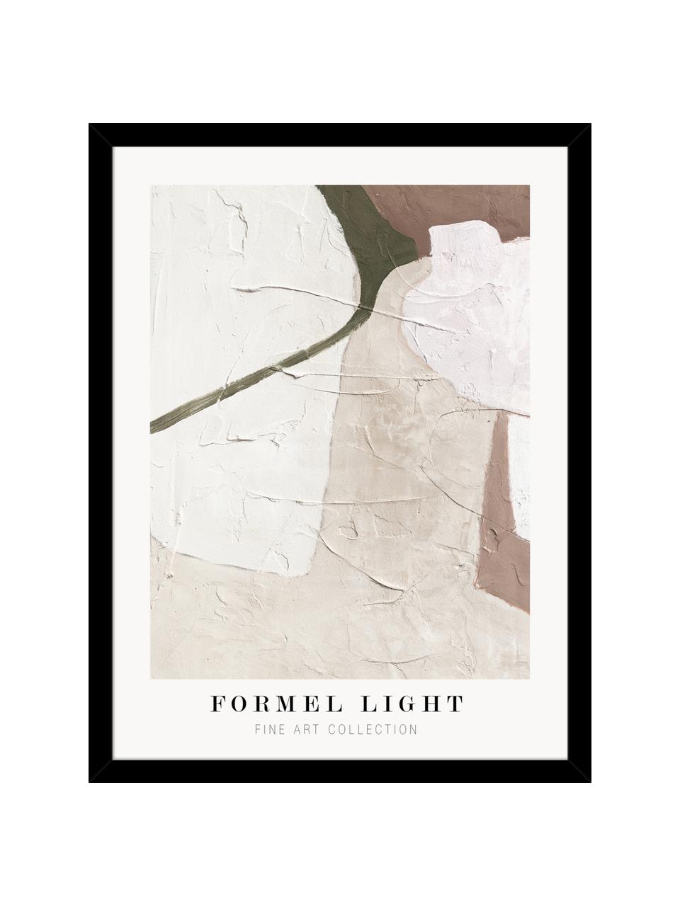 Impression numérique encadrée Formel Light, Blanc, tons beiges, vert, larg. 30 x haut. 40 cm