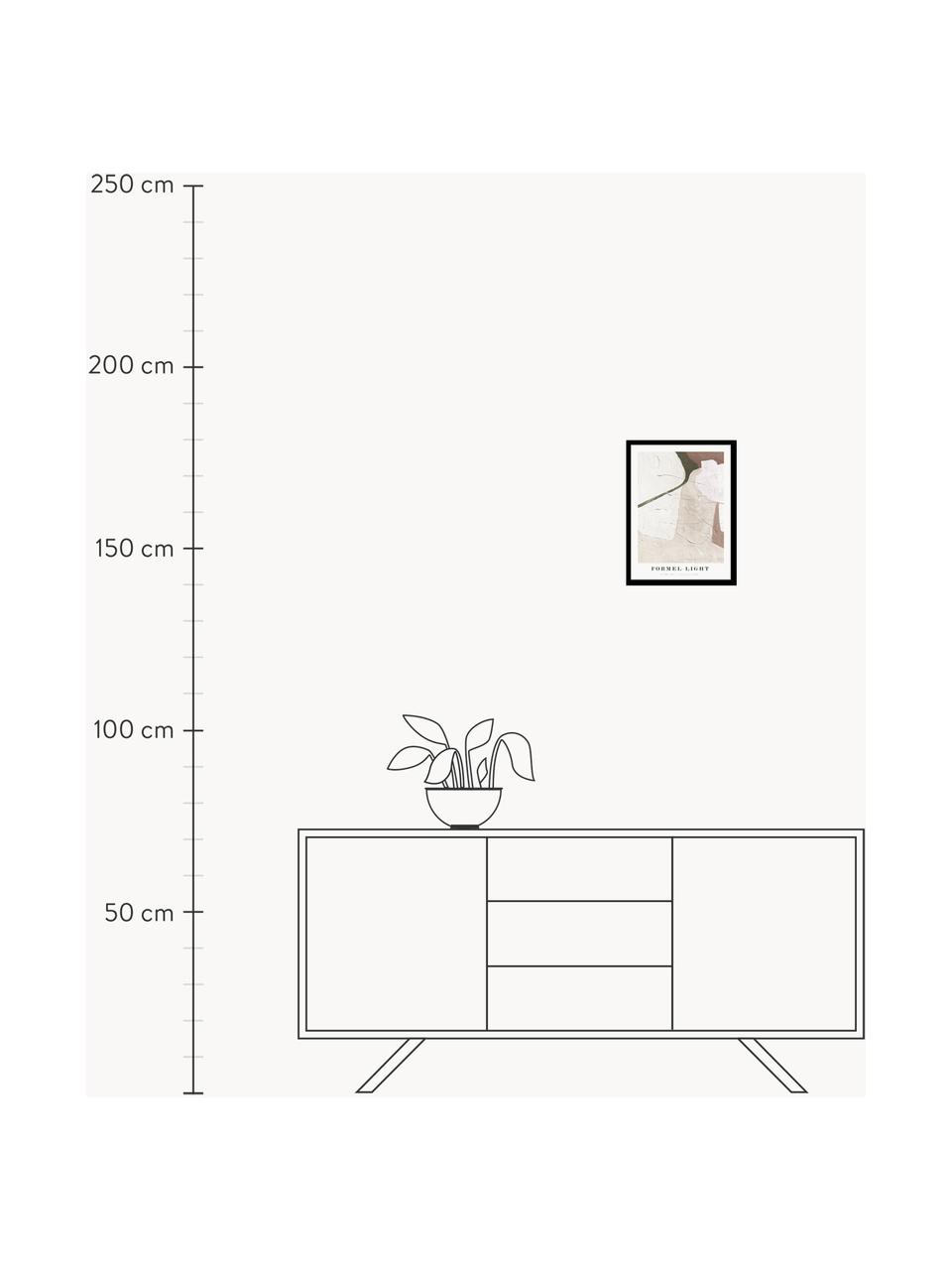 Oprawiony druk cyfrowy Formel Light, Biały, odcienie beżowego, zielony, S 30 x W 40 cm