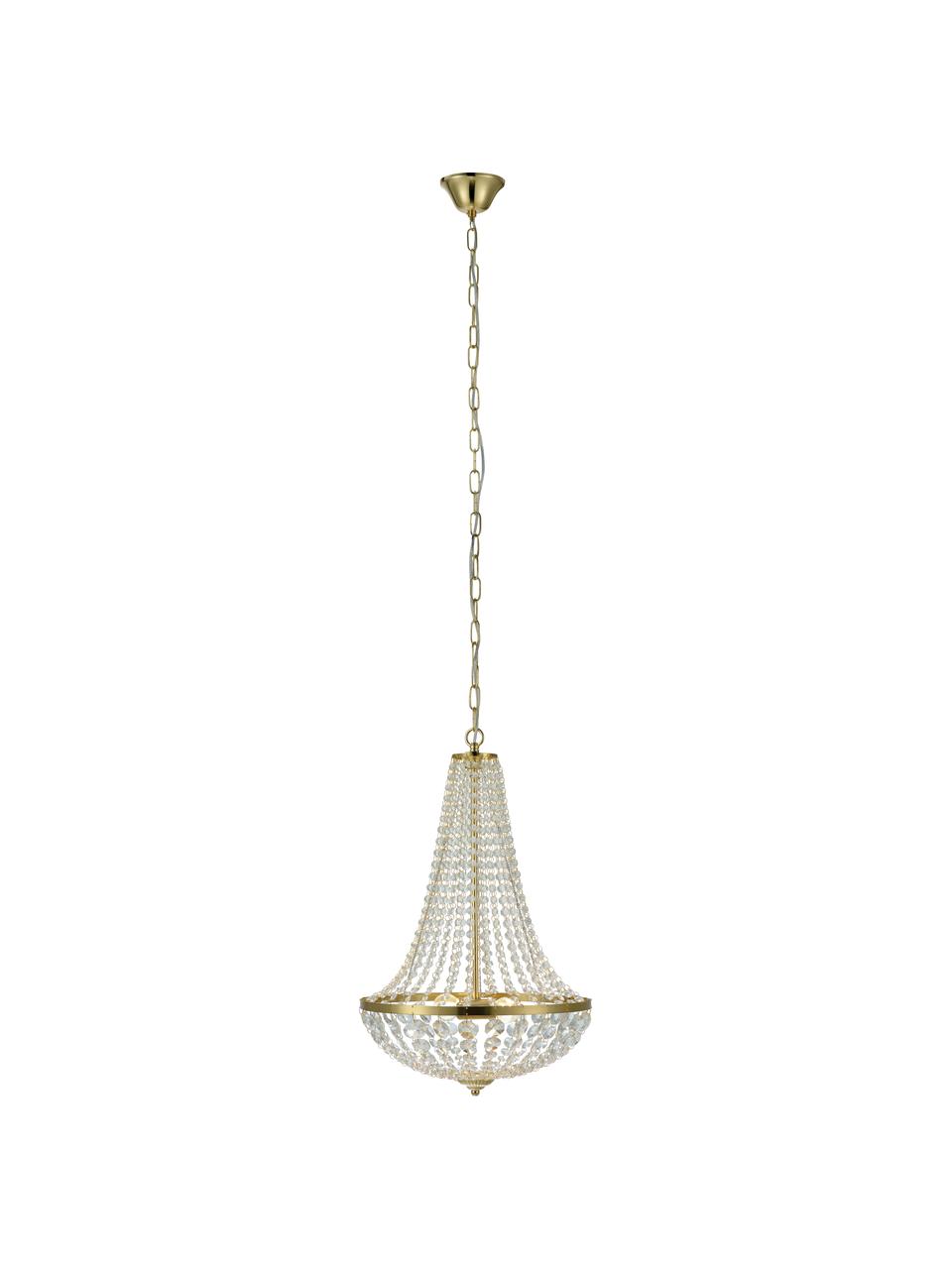 Lámpara de araña grande Gränsö, Anclaje: metal latón, Dorado, transparente, Ø 40 x Al 59 cm