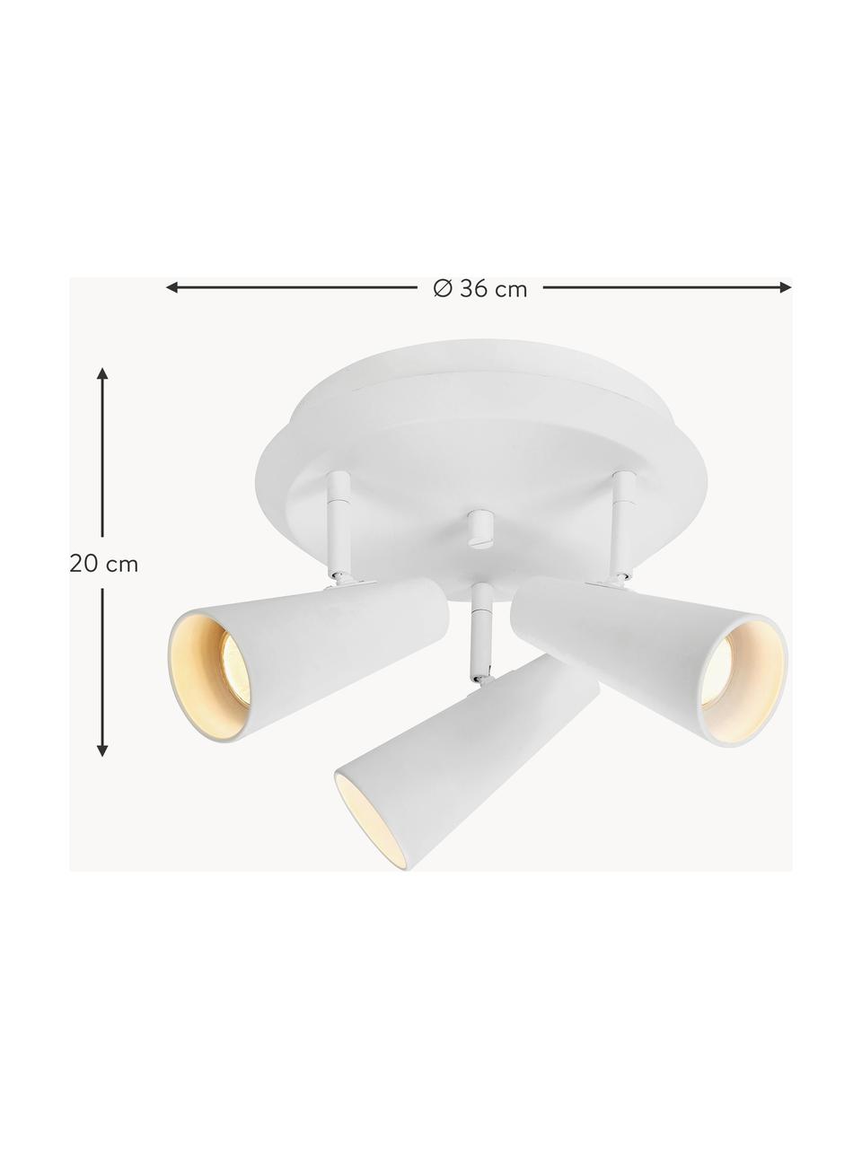 Faretti da soffitto in metallo Crest, Metallo rivestito, Bianco, Ø 36 x Alt. 20 cm