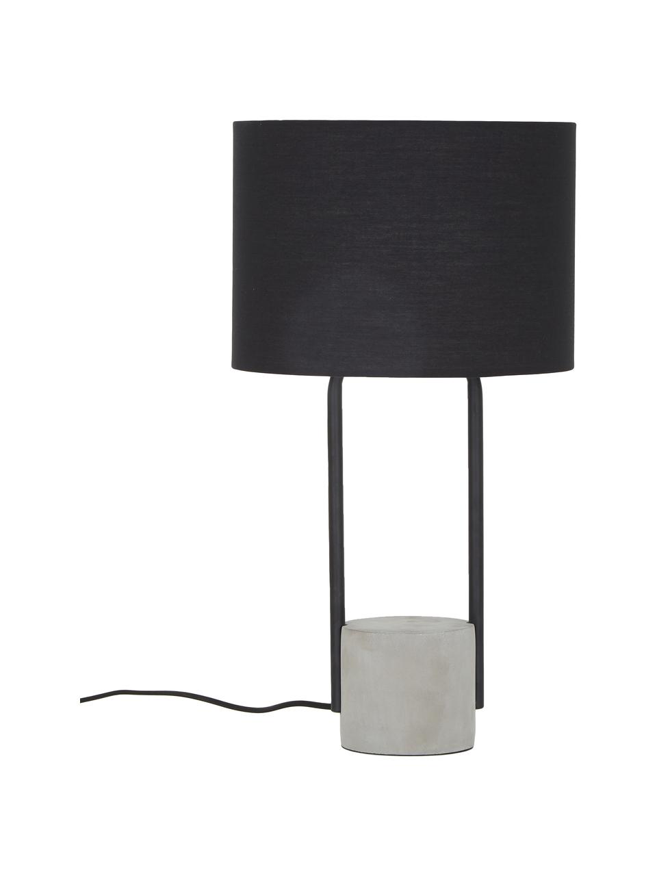 Lampa stołowa z betonową podstawą Pipero, Klosz: czarny Podstawa lampy: czarny, matowy, szary Kabel: czarny, Ø 28 x W 51 cm
