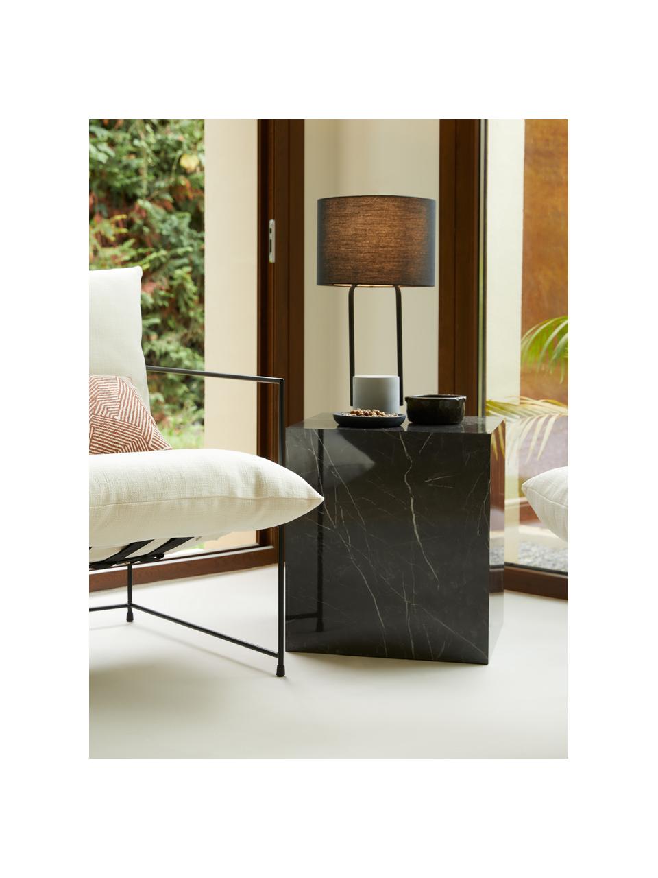 Große Tischlampe Pipero mit Betonfuß, Lampenschirm: Textil, Lampenfuß: Metall, pulverbeschichtet, Schwarz, Grau, Ø 28 x H 51 cm