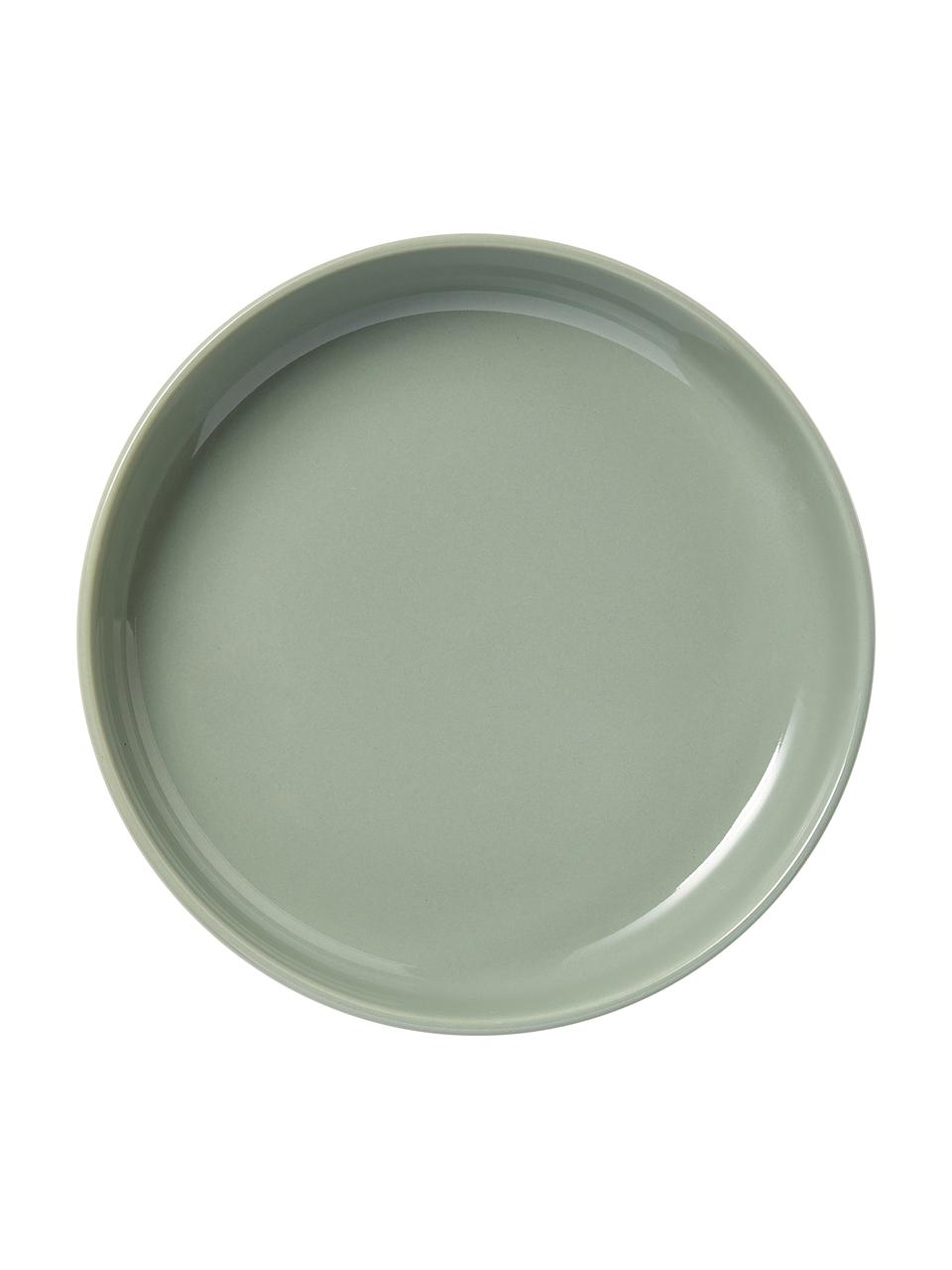 Porcelánové talíře na těstoviny Nessa, 4 ks, Vysoce kvalitní porcelán, Šalvějově zelená, Ø 21 cm