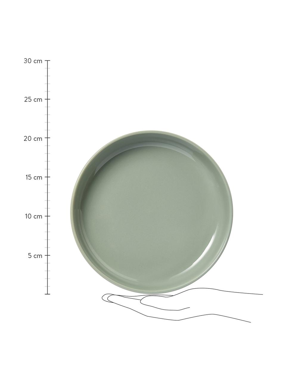 Talerz głęboki z porcelany Nessa, 4 szt., Porcelana wysokiej jakości, Szałwiowy zielony, Ø 21 x W 4 cm