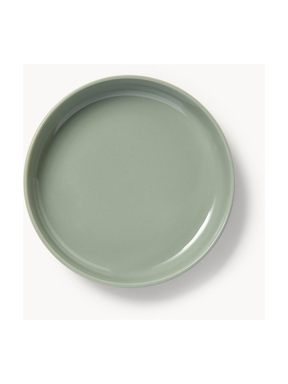 Assiettes creuses en porcelaine Nessa, 4 pièces, Porcelaine de haute qualité, Vert sauge, haute brillance, Ø 21 cm