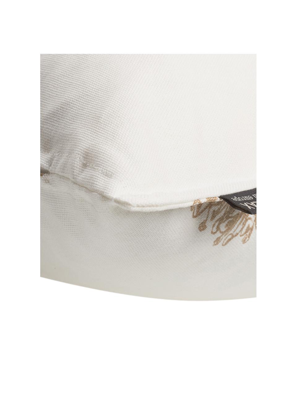 Poszewka na poduszkę Edvin, Bawełna, Biały, jasny beżowy, odcienie złotego, S 40 x D 40 cm