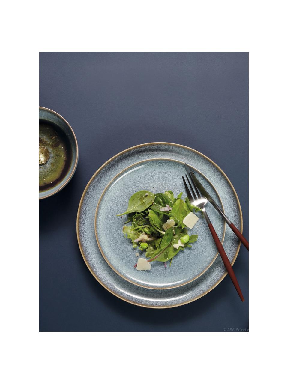 Assiette plate rustique Saisons, 6 pièces, Grès cérame, Bleu, Ø 27 cm