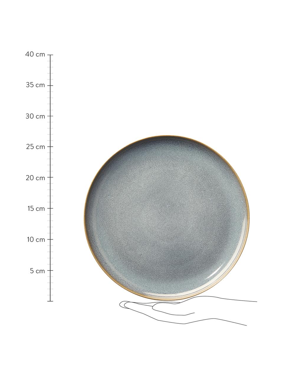 Assiette plate rustique Saisons, 6 pièces, Grès cérame, Bleu, Ø 27 cm