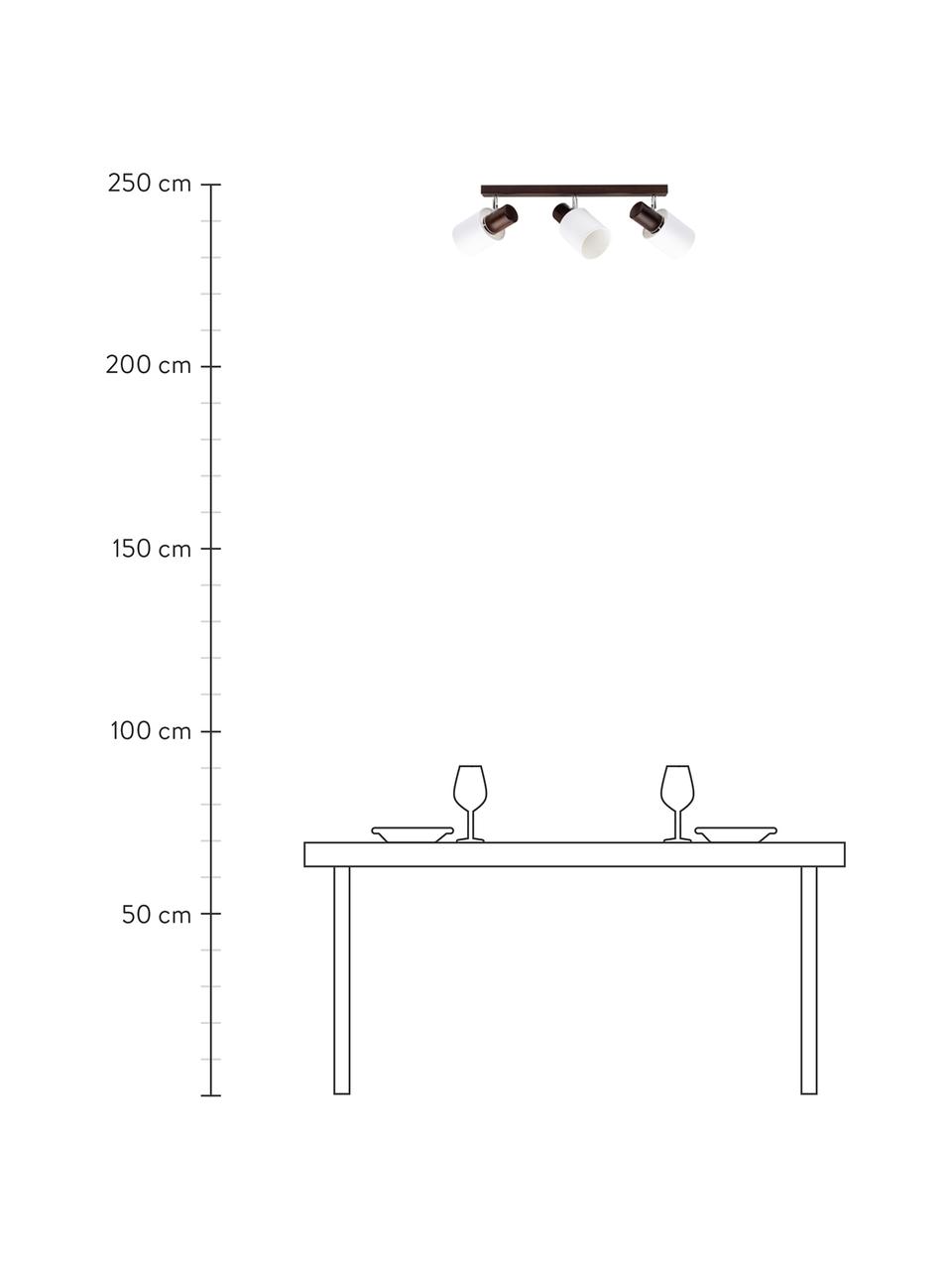 Faretti da soffitto in legno Treehouse, Paralume: tessuto, Baldacchino: legno di faggio, Marrone scuro, bianco, Larg. 52 x Alt. 21 cm