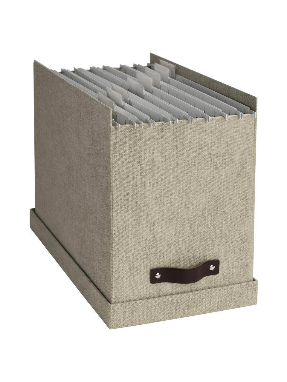 Caja organizadora Jahan II, con 8 separadores, Caja: canvas, cartón rígido (10, Asa: cuero, Beige, An 19 x Al 27 cm