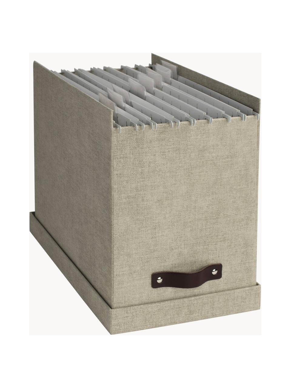 Caja organizadora Jahan, Caja: canvas, cartón rígido (10, Asa: cuero, Verde oliva, marrón, L 19 x An 35 cm