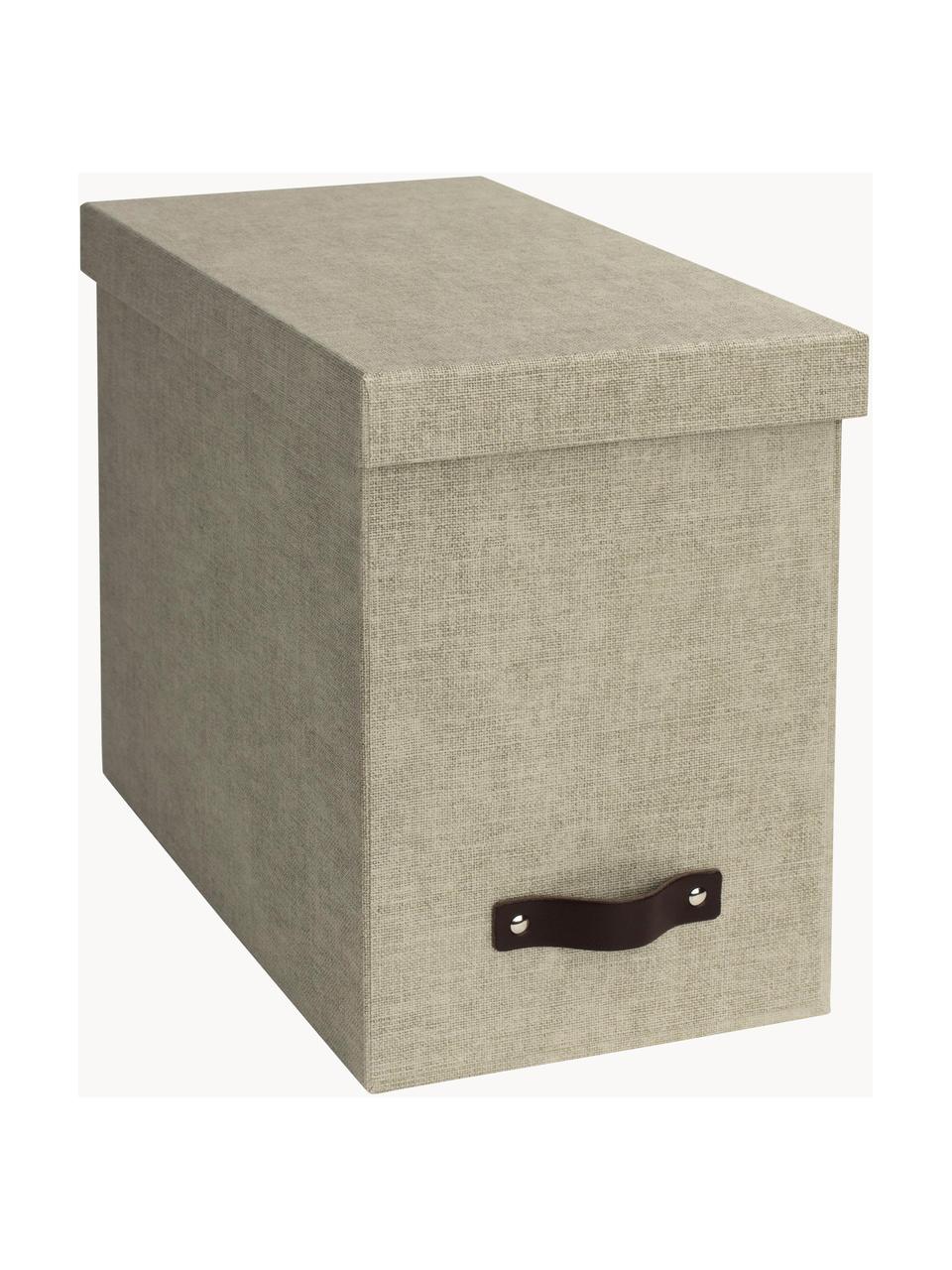 Hängeregister-Box Johan, Box: Canvas, fester Karton (10, Griff: Leder, Olivgrün, Braun, B 19 x T 35 cm