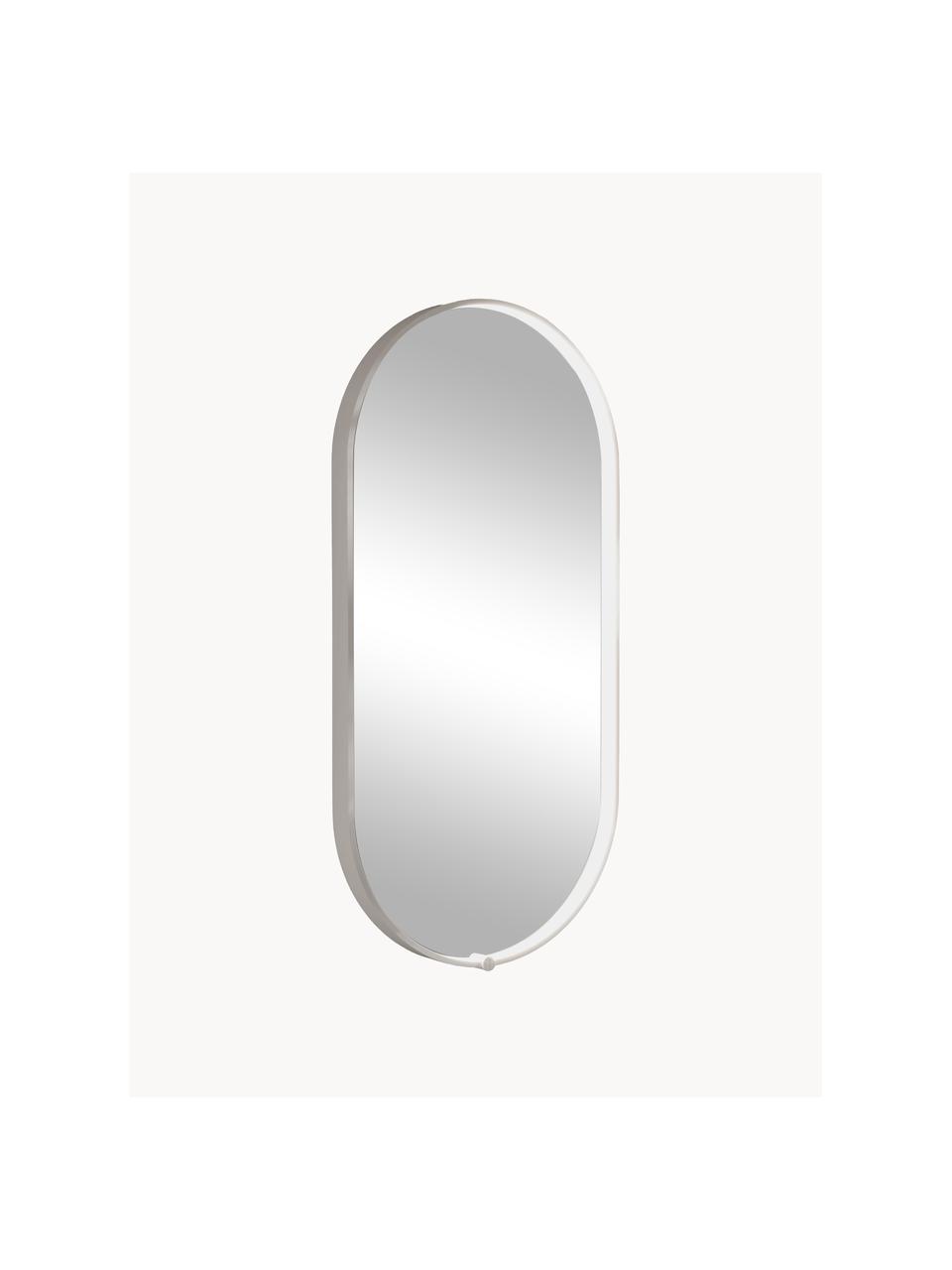 Ovaler Wandspiegel Avior mit LED-Beleuchtung, Rahmen: Aluminium, beschichtet, Spiegelfläche: Spiegelglas, Weiß, B 45 x H 90 cm