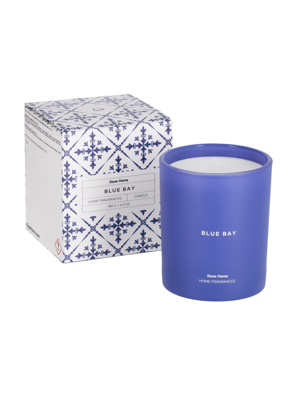 Bougie parfumée bleu Bay (lilas, vanille), Bleu foncé, blanc