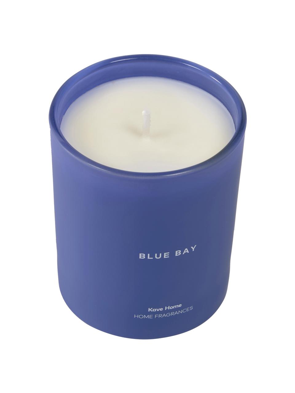 Candela profumata Blue Bay (lilla, vaniglia), Contenitore: vetro, Blu scuro, bianco, Ø 9 x Alt. 10 cm