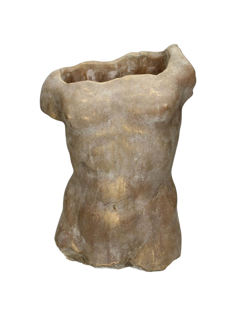 Großer Übertopf Torso aus Beton, Beton, Goldfarben, B 21 x H 29 cm