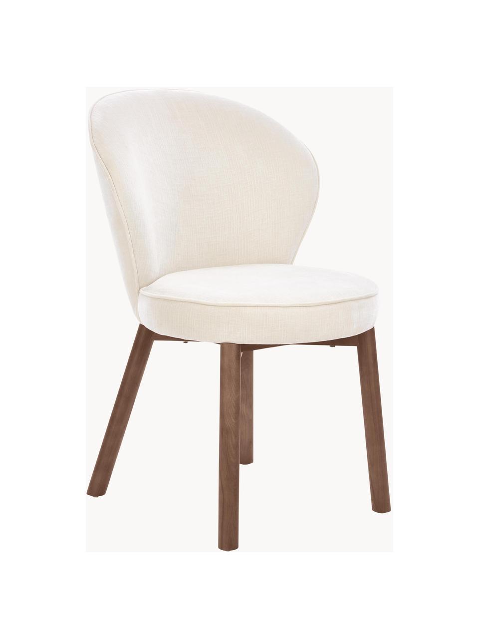 Sillón tapizado Serena, Tapizado: chenilla (92% poliéster, , Patas: madera de fresno maciza p, Tejido blanco, madera de fresno, marrón pintado, An 56 x F 64 cm