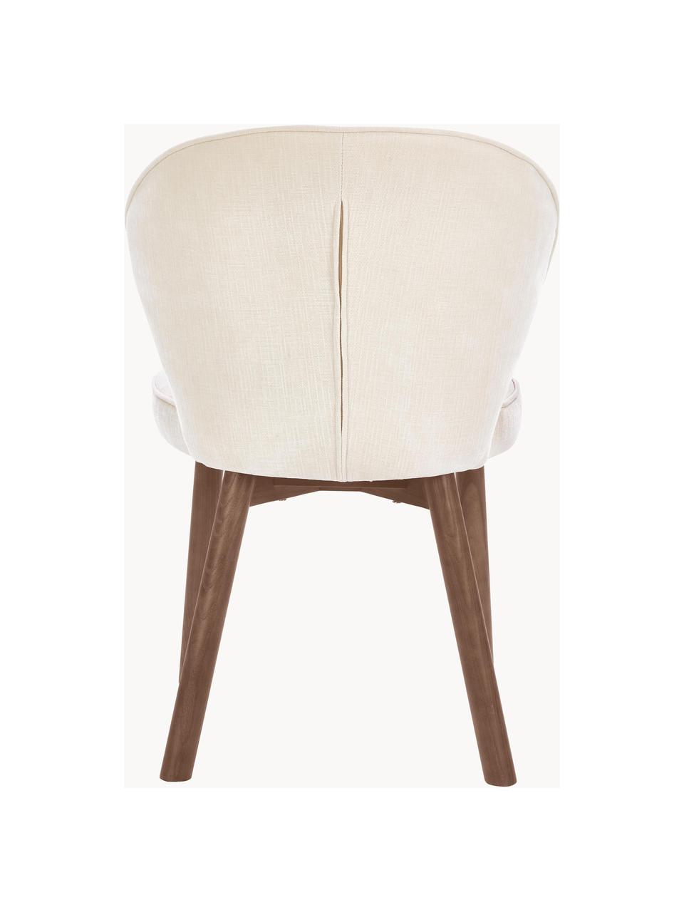 Krzesło tapicerowane Serena, Tapicerka: szenila (92% poliester, 6, Nogi: lite drewno jesionowe, la, Biała tkanina, drewno jesionowe lakierowane na brązowo, S 56 x G 64 cm