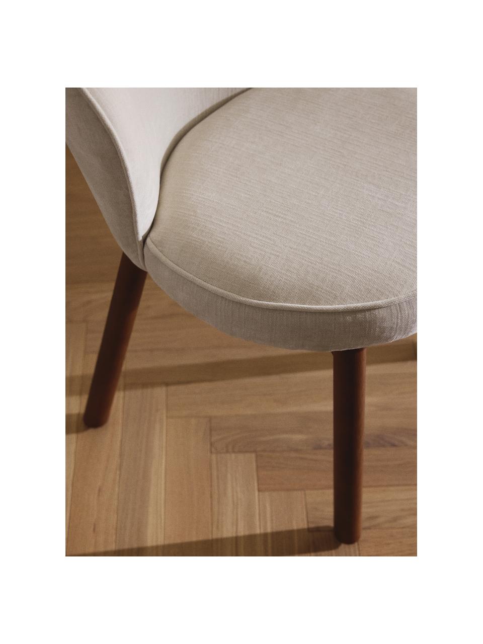 Čalúnená stolička Serena, Biela látka, jaseňové drevo, hnedé lakované, Š 56 x H 64 cm