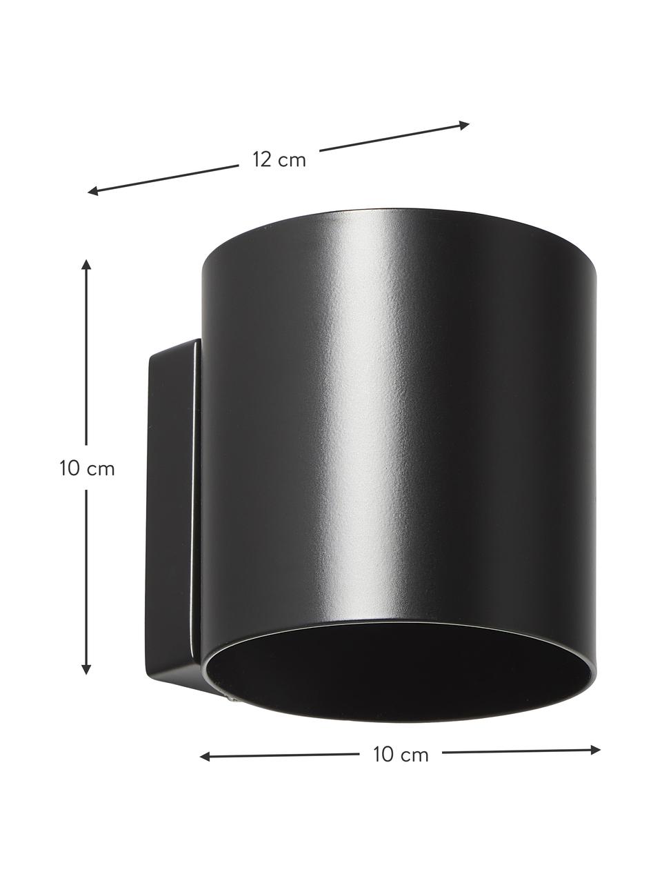Kleine Wandleuchte Roda, Lampenschirm: Eisen, pulverbeschichtet, Schwarz, matt, B 10 x H 10 cm