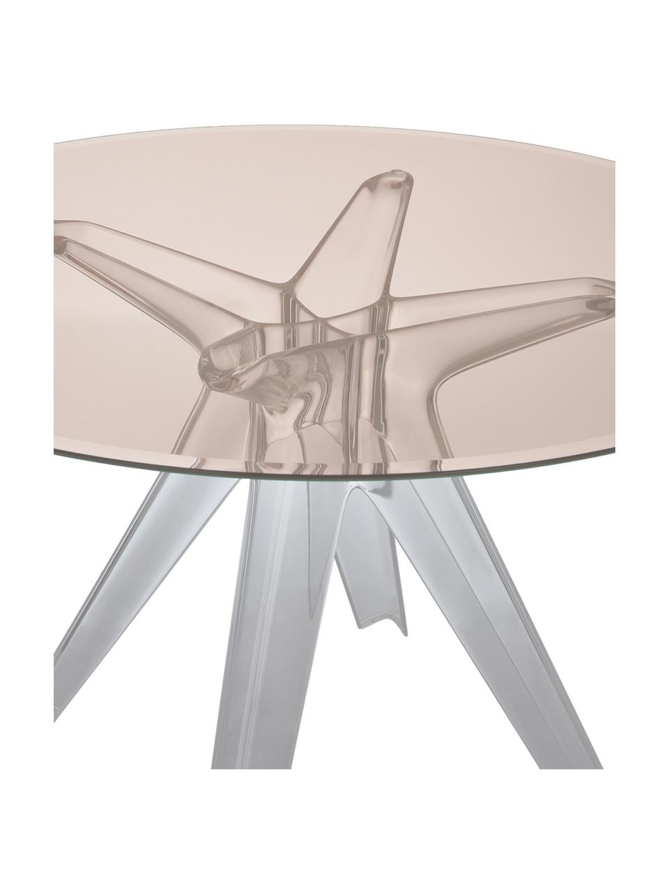 Ronde eettafel Sir Gio, Ø 120 cm, Tafelblad: gelaagd glas, Frame: kunststof, Bruin, transaparant, Ø 120 cm