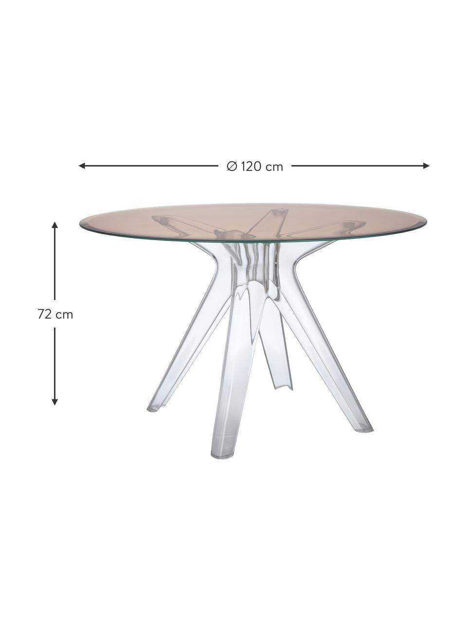 Runder Esstisch Sir Gio, Ø 120 cm, Tischplatte: Verbundglas, Gestell: Kunststoff, Braun, Transparent, Ø 120 cm