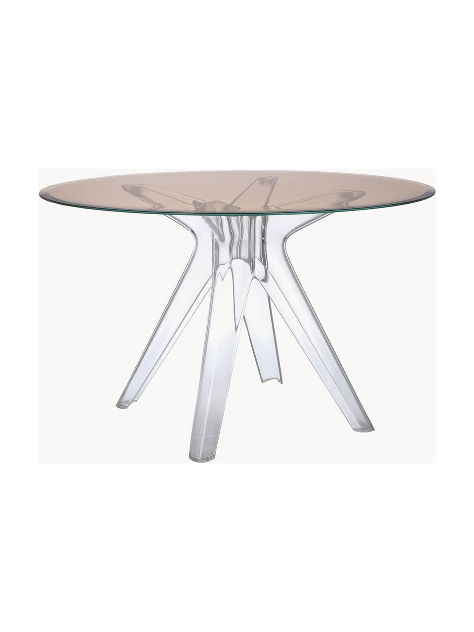 Stół do jadalni Sir Gio, Blat: szkło laminowane, Stelaż: tworzywo sztuczne, Brązowy, transparentny, Ø 120 cm