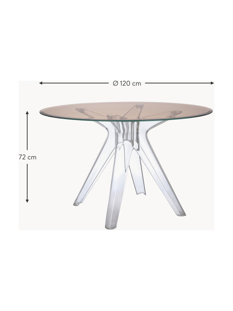 Tavolo da pranzo rotondo Sir Gio, Ø 120 cm, Struttura: materiale sintetico, Beige, trasparente, Ø 120 x Alt. 72 cm
