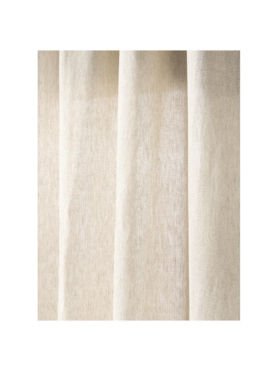 Rideaux semi-transparents avec coulisses supérieures Harmony, 2 pièces, 100 % pur lin, Beige clair, larg. 140 x long. 260 cm