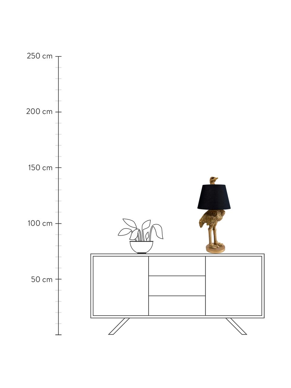 Lámpara de mesa artesanal grande Ostrich, Pantalla: algodón, cáñamo, Latón, Ø 30 x Al 69 cm