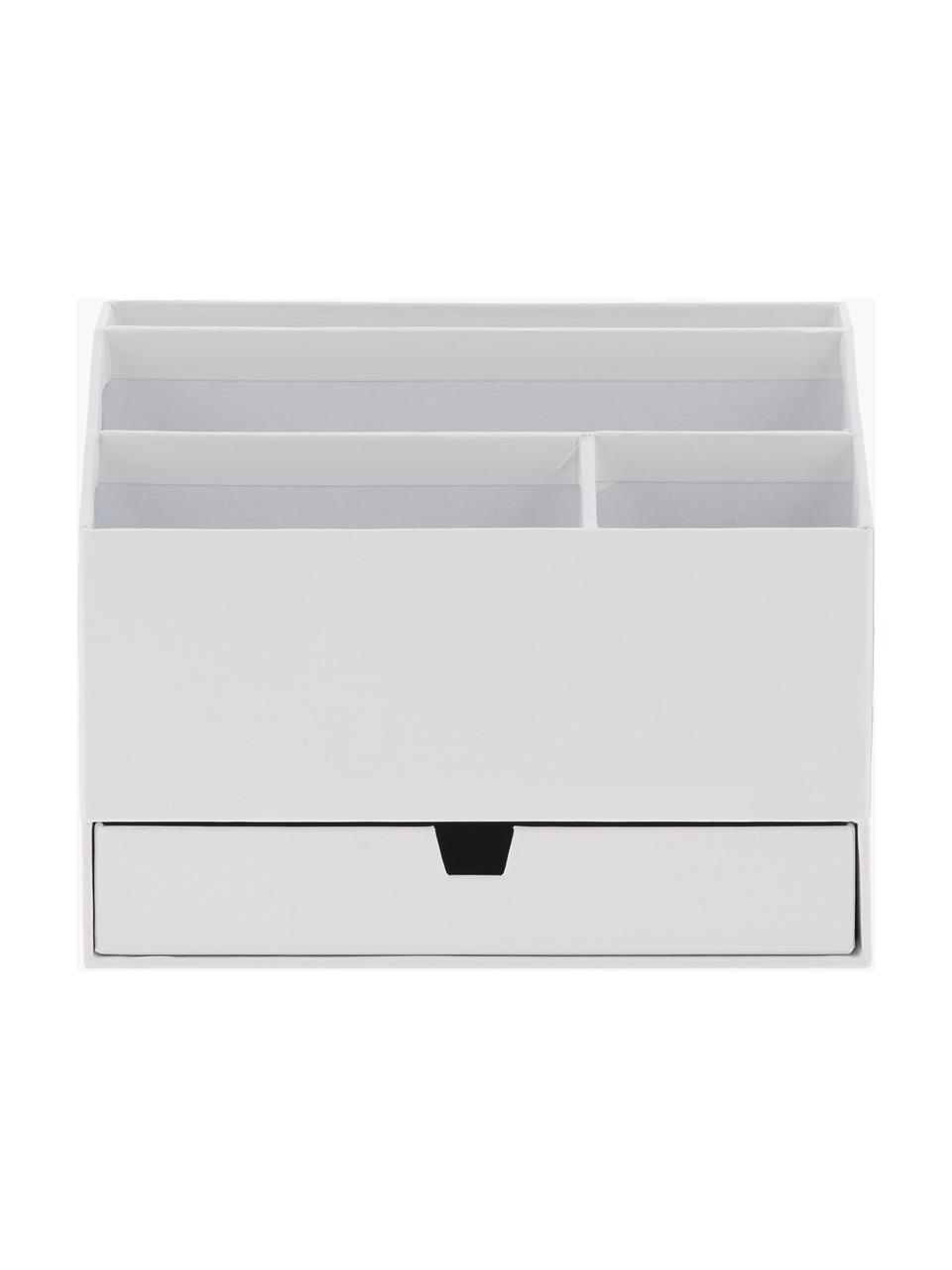 Organisateur bureau Greta, Carton laminé rigide, Blanc, larg. 24 x prof. 16 cm