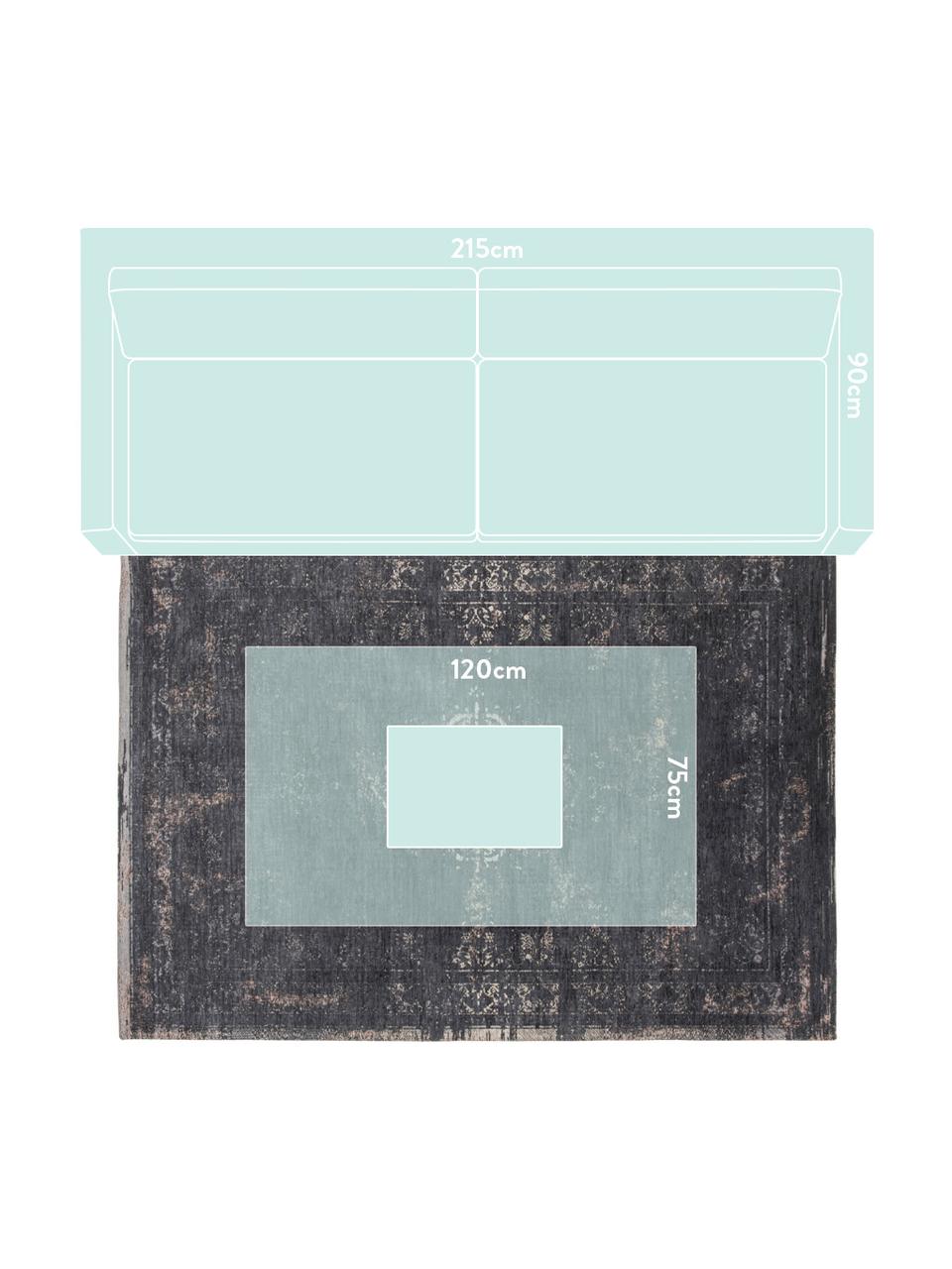 Dywan szenilowy vintage Medaillon, Czarny, beżowy, S 80 x D 150 cm (Rozmiar XS)