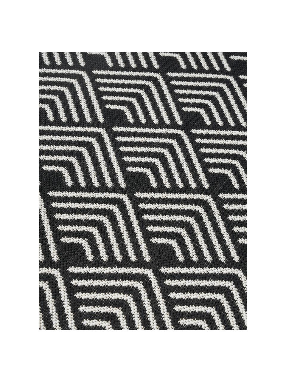 Alfombra estampada de interior/exterior Milano, Parte superior: 70% polipropileno recicla, Negro, blanco, An 80 x L 150 cm (Tamaño XS)