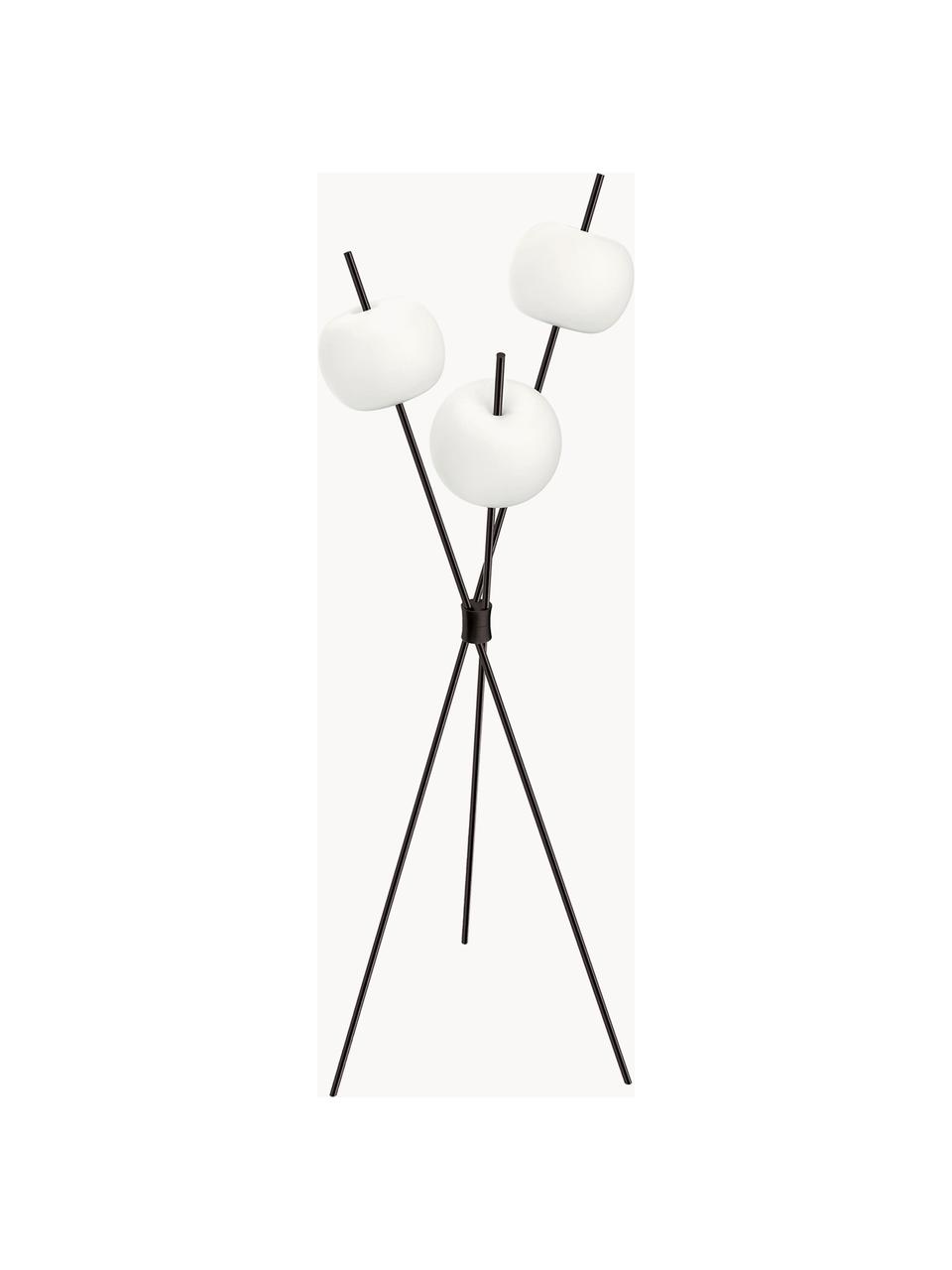 Dimmbare LED-Stehlampe Kushi, mundgeblasen, Schwarz, H 140 cm