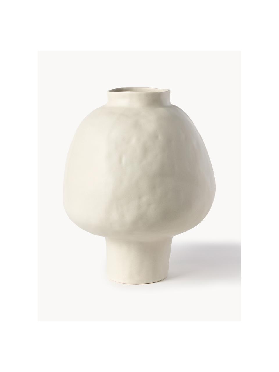 Handgefertigte Design-Vase Saki aus Keramik, H 40 cm, Keramik, Hellbeige, matt, Ø 32 x H 40 cm