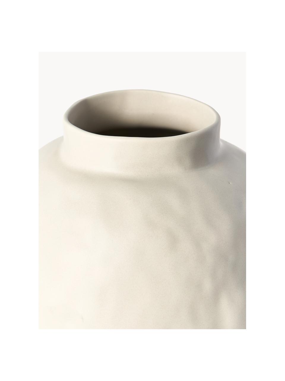 Handgefertigte Design-Vase Saki aus Steinzeug, H 40 cm, Steinzeug, Hellbeige, unifarben, Ø 32 x H 40 cm