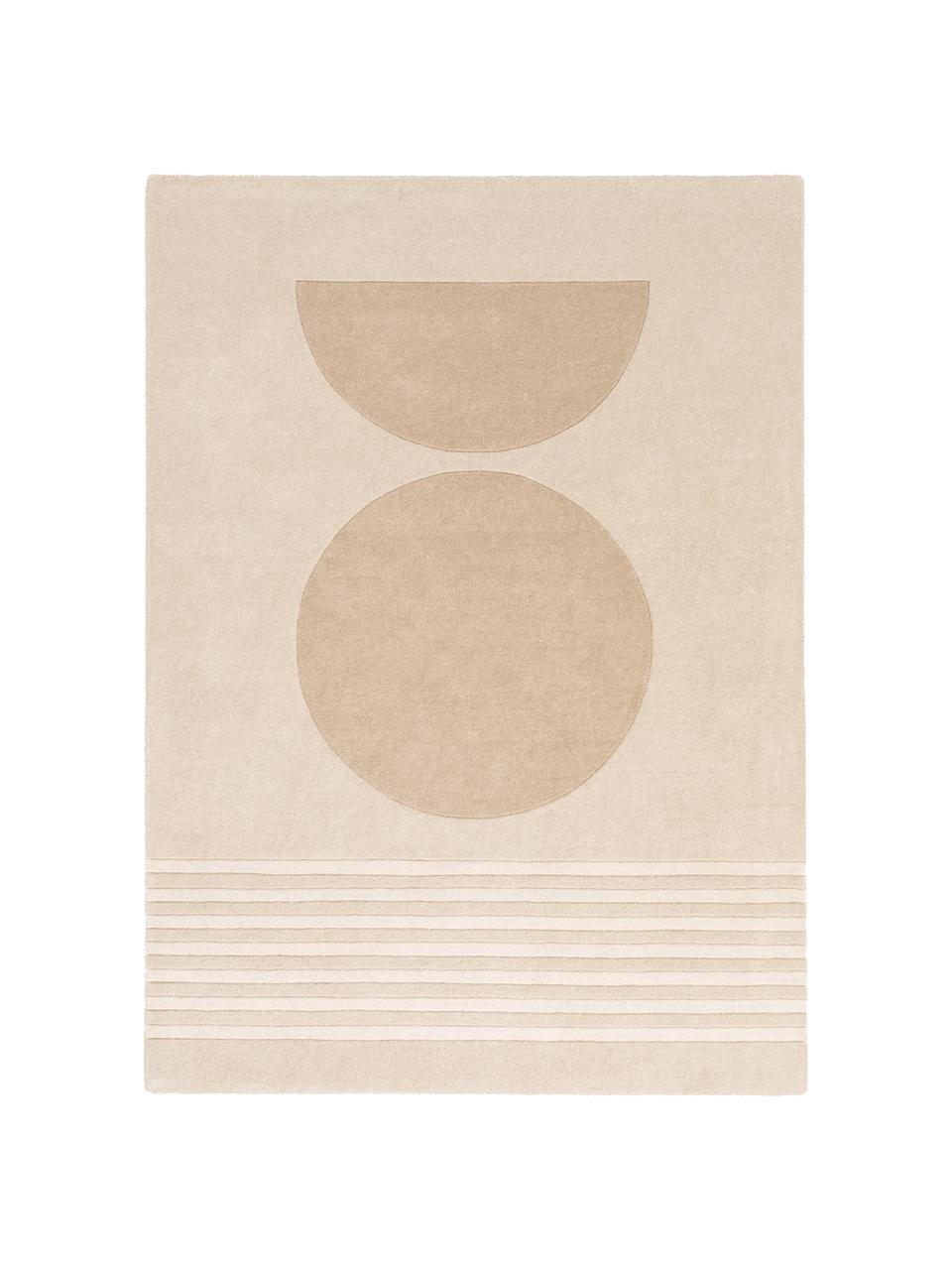 Tapis en laine beige tufté main Bent, Beige, crème