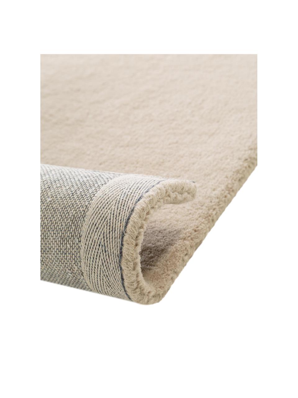 Handgetufteter Wollteppich Bent mit geometrischem Muster, Flor: 100% Wolle, Beige, Creme, B 140 x L 200 cm (Größe S)