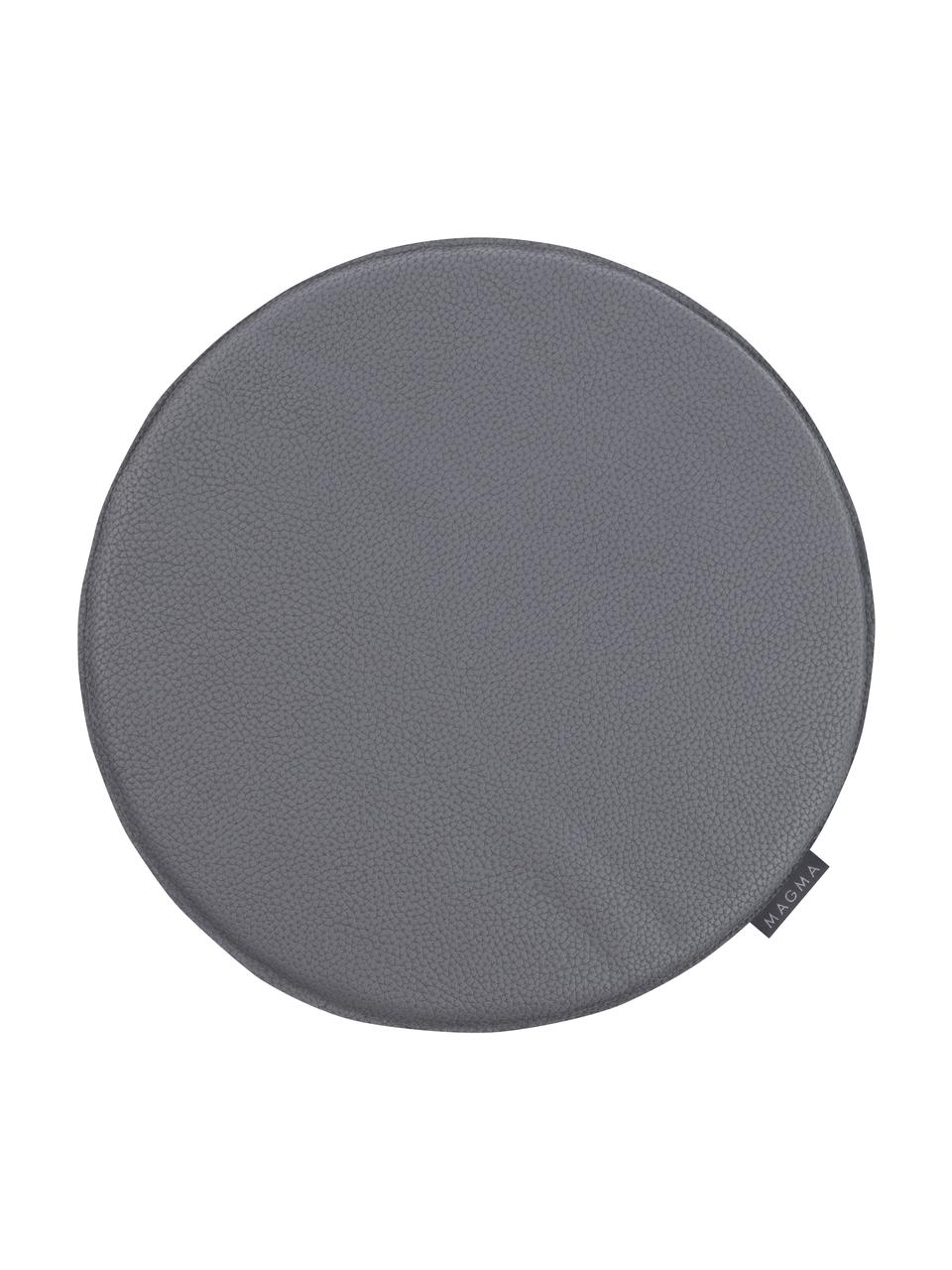 Cuscino sedia rotondo effetto pelle Luis, 100% poliestere, Grigio scuro, Ø 37 cm