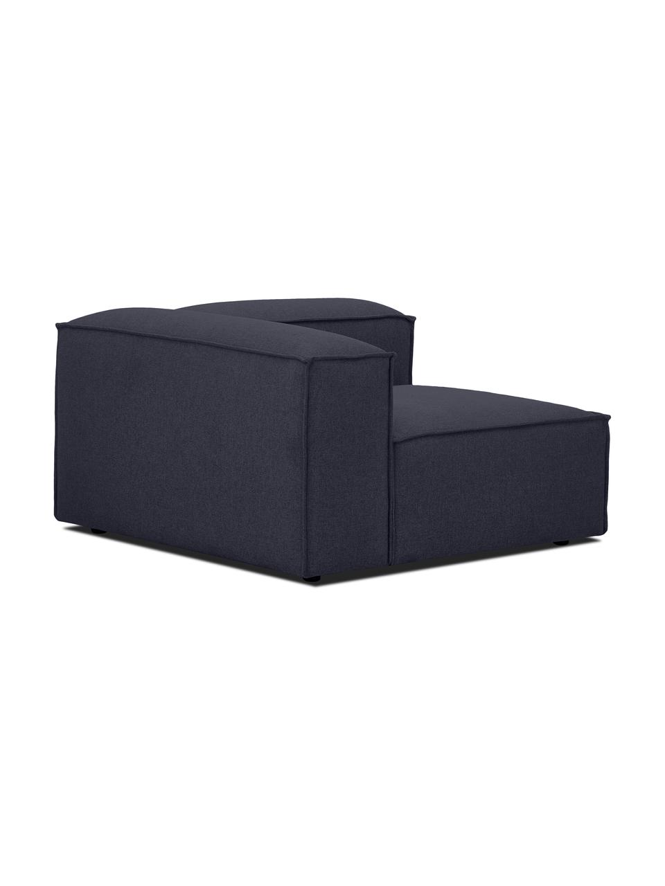 Eckmodul Lennon, Bezug: 100% Polyester Der strapa, Gestell: Massives Kiefernholz, FSC, Füße: Kunststoff, Webstoff Dunkelblau, B 119 x T 119 cm, Eckteil links