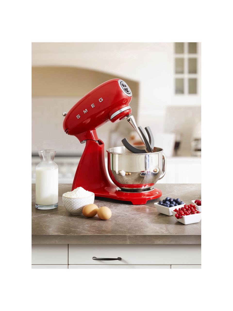 Keukenmachine 50's Style, Schaal: glas, Glanzend rood, B 40 x H 38 cm