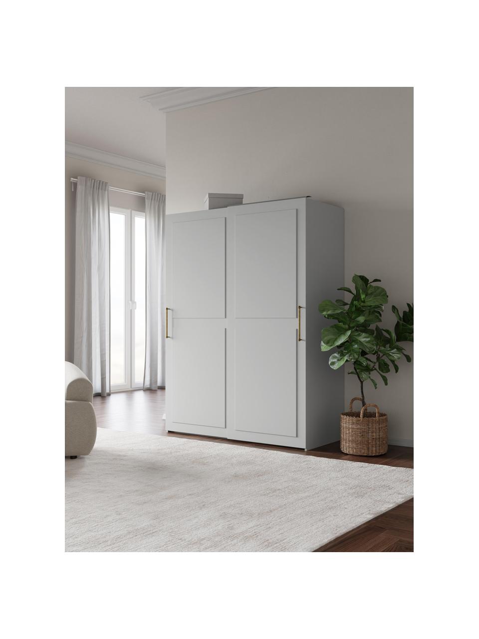 Armario modular Charlotte, 2 puertas correderas (150 cm), diferentes variantes, Estructura: aglomerado con certificad, Gris, Interior Basic (An 150 x Al 200 cm)